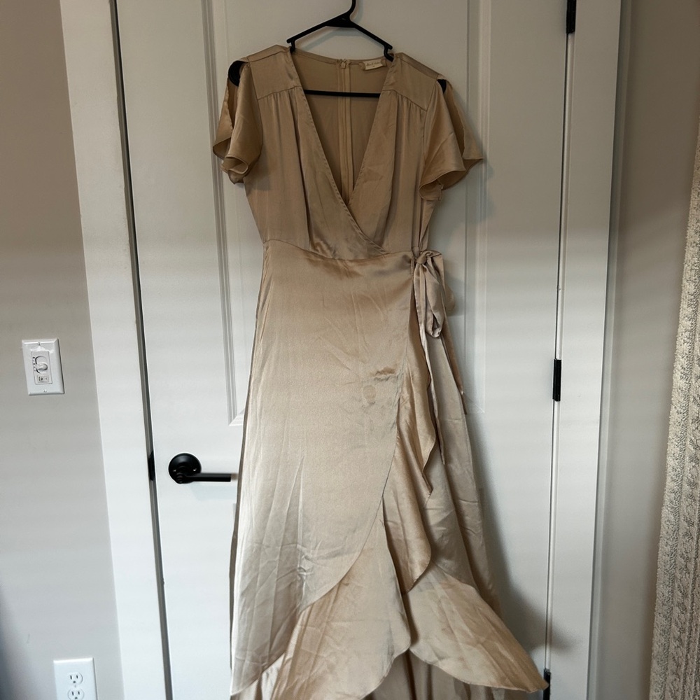 Altar'd State Champagne High Low Wrap Dress